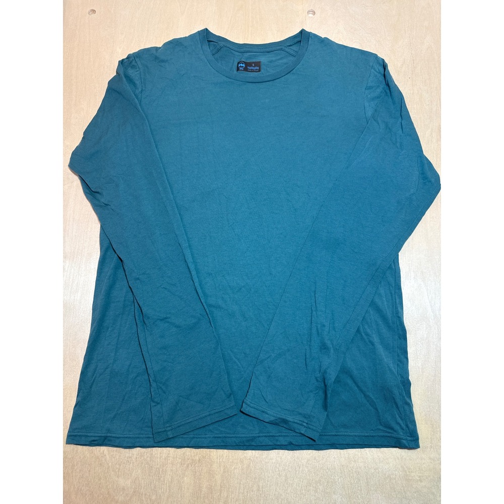 Janji Run Terra Bio Long Sleeve Running Shirt Teal Blue Mens Small Supima Cotton